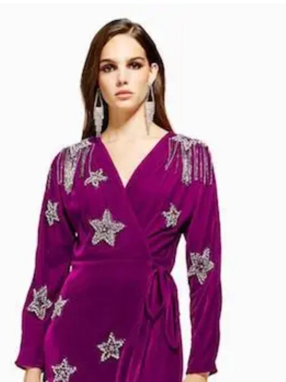 Topshop Boutique Diamanté Star Velvet Wrap Womens Top US 2 NWOT